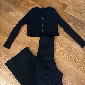 NWOT Black matching Ribbed sweater Set XS